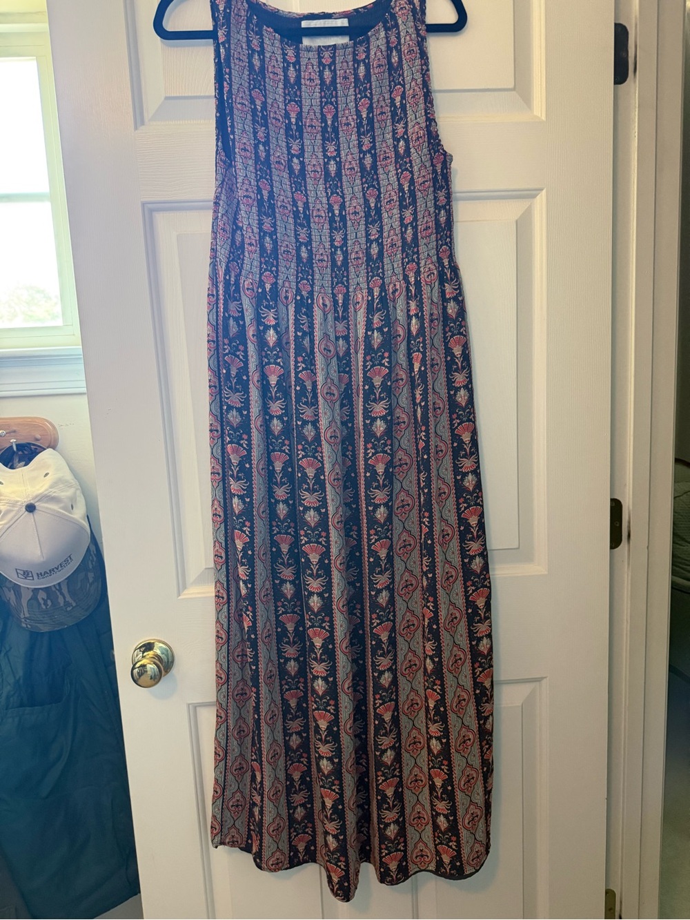 Hill House sleeveless maxi dress in navy and pink